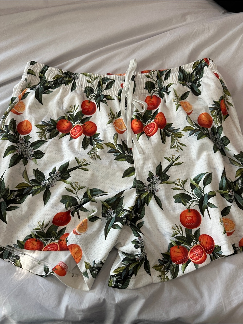 Nike White Shorts with Orange and Green Citrus Print